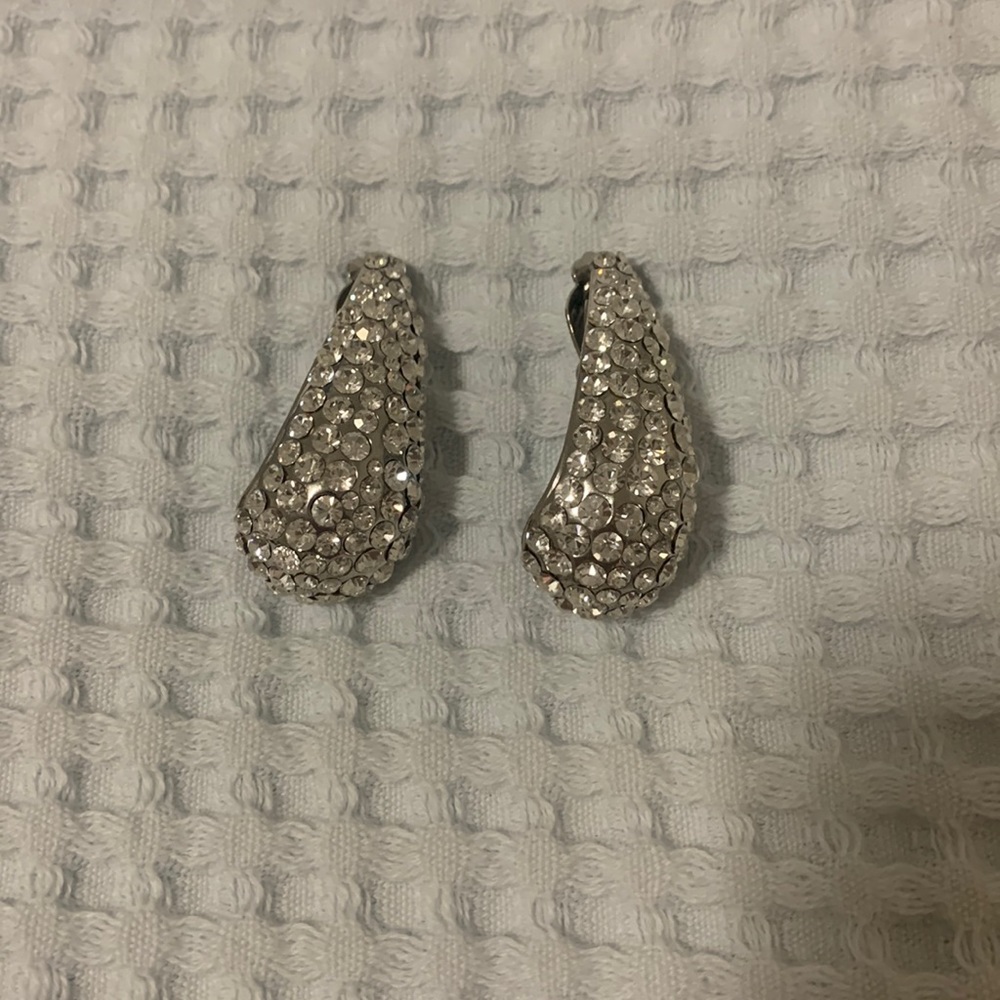 Rhinestone clip on earrings and broach